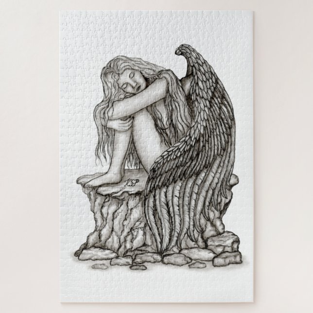 Ein schlafender Engel auf dem Stein Puzzle (Vertikal)
