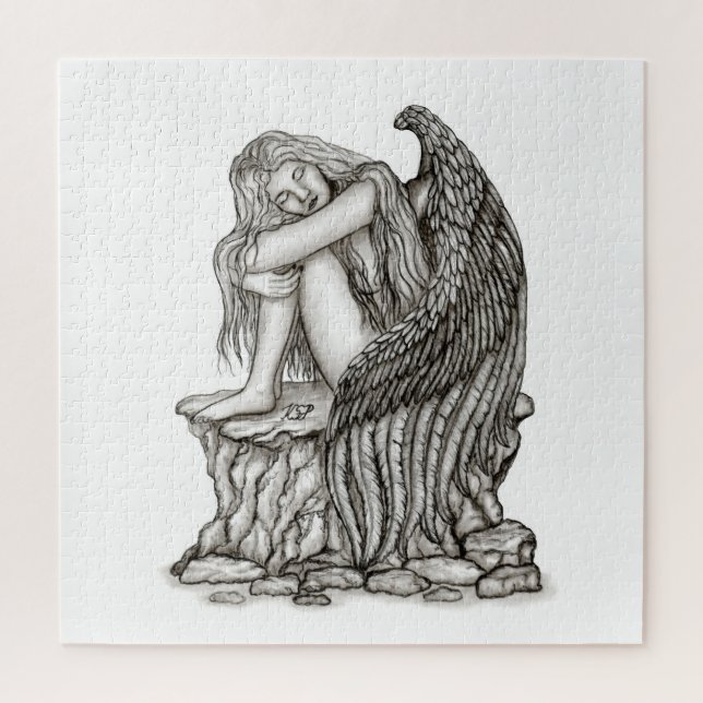 Ein schlafender Engel auf dem Stein Puzzle (Vertikal)