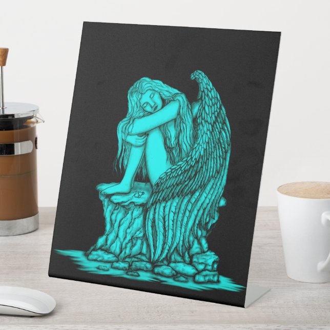 Ein schlafender Engel auf dem Stein Sockelschild (In Situ)