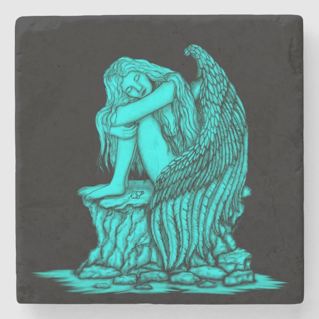 Ein schlafender Engel auf dem Stein Steinuntersetzer (Vorderseite)