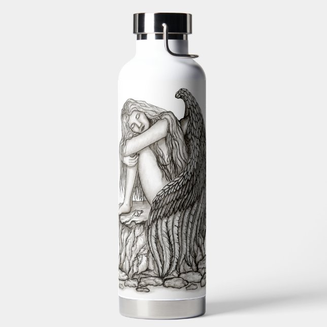 Ein schlafender Engel auf dem Stein Trinkflasche (links)
