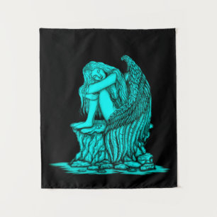 Ein schlafender Engel auf dem Stein Wandteppich