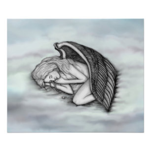 Ein schlafender Engel auf den Himmelswolken Fotodruck