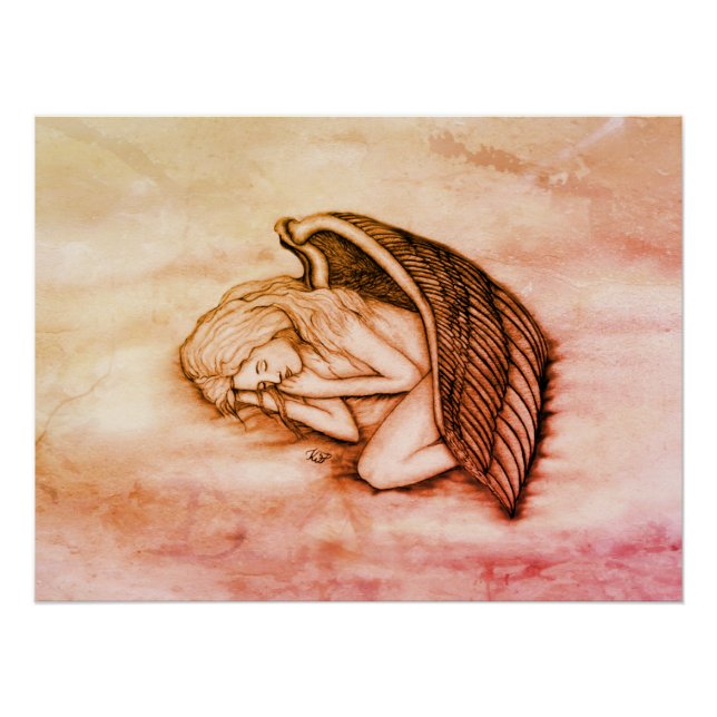 Ein schlafender Engel auf den Himmelswolken im Sum Poster (Vorderseite)