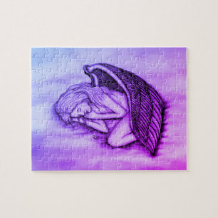 Ein schlafender Engel auf den Himmelswolken in Ros Puzzle