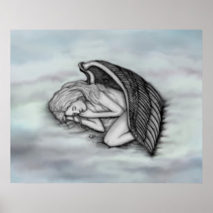 Ein schlafender Engel auf den Himmelswolken Poster