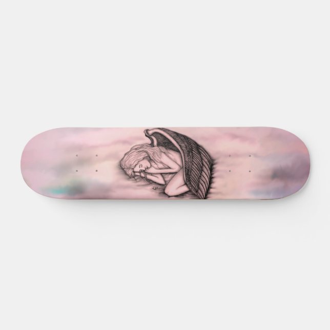 Ein schlafender Engel auf den Himmelswolken Skateboard (Horizontal)