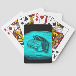 Ein schlafender Engel auf den Himmelswolken Spielkarten