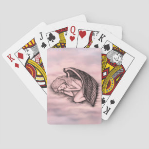 Ein schlafender Engel auf den Himmelswolken Spielkarten
