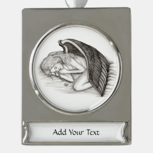 Ein schlafender Engel Banner-Ornament Silber