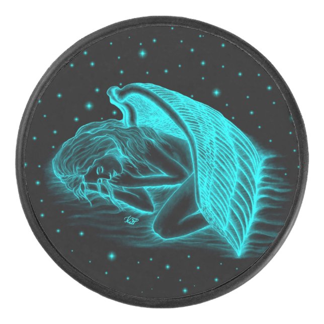 Ein schlafender Engel Eishockey Puck (Vorderseite)