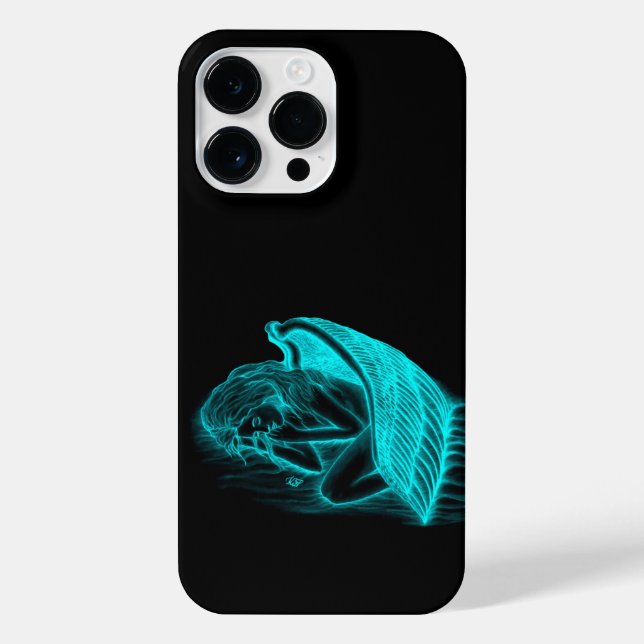Ein schlafender Engel in schwarz-grün Design iPhone Hülle (Rückseite)