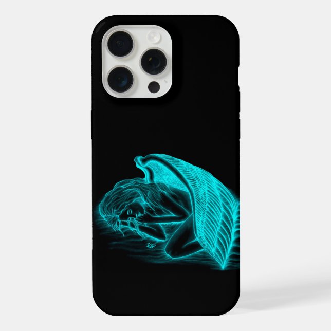 Ein schlafender Engel in schwarz-grün Design iPhone Hülle (Rückseite)