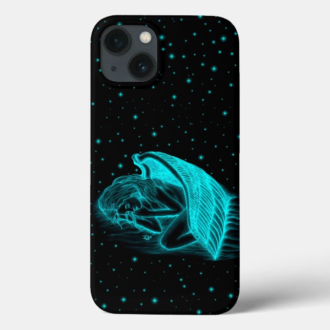 Ein schlafender Engel in Schwarz und Grün Case-Mate iPhone Hülle (Rückseite)