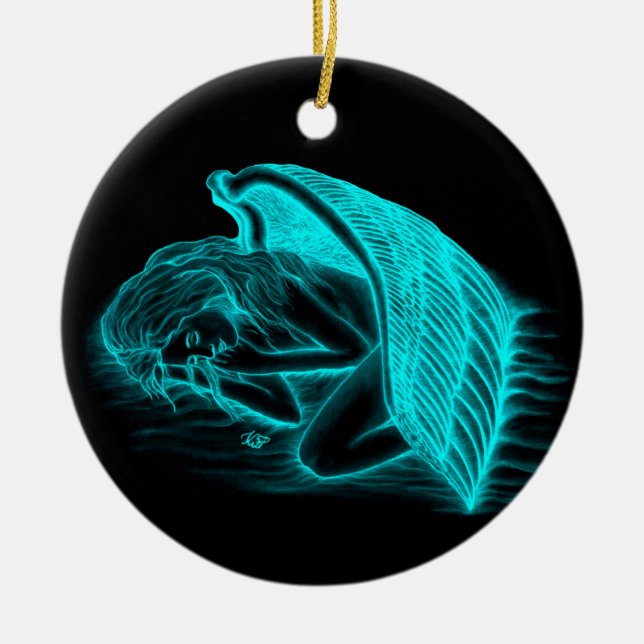 Ein schlafender Engel Keramik Ornament (Vorne)