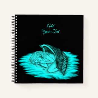 Ein Schlafengel , Schwarz und Grün Design Notizbuch