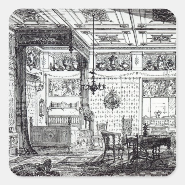 Ein Schlafzimmer Quadratischer Aufkleber (Vorderseite)