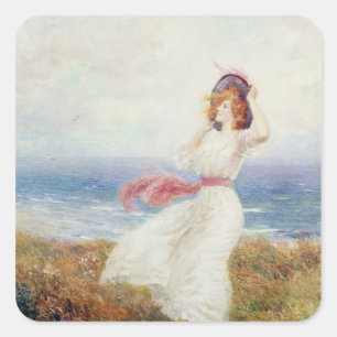 Ein Schlag auf den Klippen Quadratischer Aufkleber