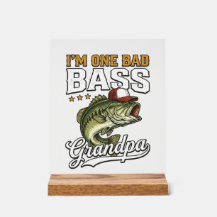 Ein schlechter Bass-Opa-Angeln Vintage-Vektor-Desi Acrylschild