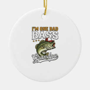 Ein schlechter Bass-Opa-Angeln Vintage-Vektor-Desi Keramik Ornament