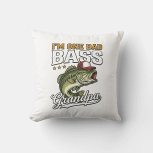 Ein schlechter Bass-Opa-Angeln Vintage-Vektor-Desi Kissen