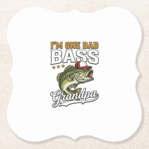 Ein schlechter Bass-Opa-Angeln Vintage-Vektor-Desi Untersetzer