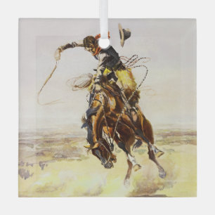 „Ein schlimmer Gaul“ von Charles M. Russell Ornament Aus Glas