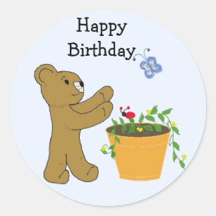 Ein Schmetterling jagen - Happy Birthday Runder Aufkleber