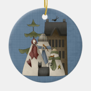 Ein Schnee-Keramik Weihnachtsschmuck