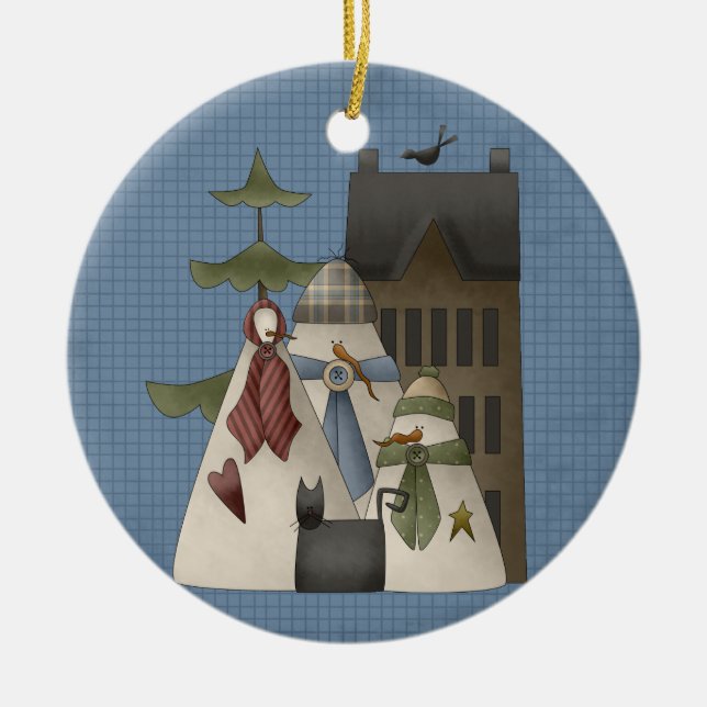 Ein Schnee-Keramik Weihnachtsschmuck (Vorne)