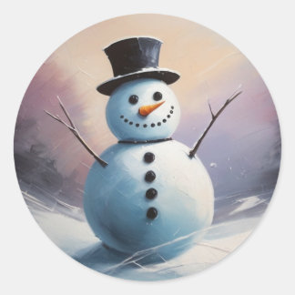 Ein schneebedeckter Tag Runder Aufkleber