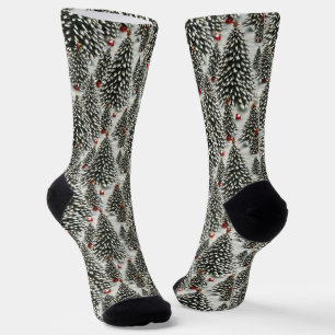 Ein schneebedeckter Wald mit Weihnachtsbäumen Socken