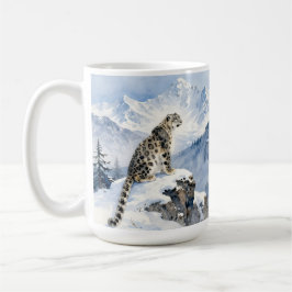 Ein Schneeleopard auf schneebedecktem Gipfel Kaffeetasse