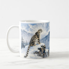 Ein Schneeleopard auf schneebedecktem Gipfel Kaffeetasse