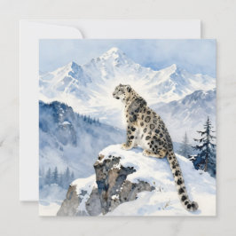 Ein Schneeleopard auf schneebedecktem Gipfel Karte