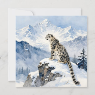 Ein Schneeleopard auf schneebedecktem Gipfel Karte