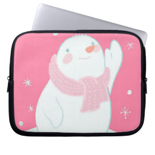 Ein Schneemann, der für eine fallende Schneeflock Laptopschutzhülle