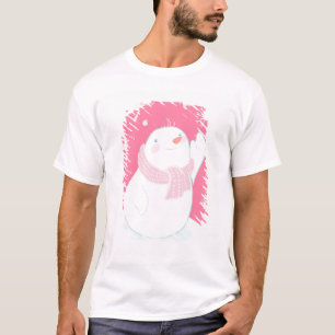 Ein Schneemann, der für eine fallende Schneeflock T-Shirt