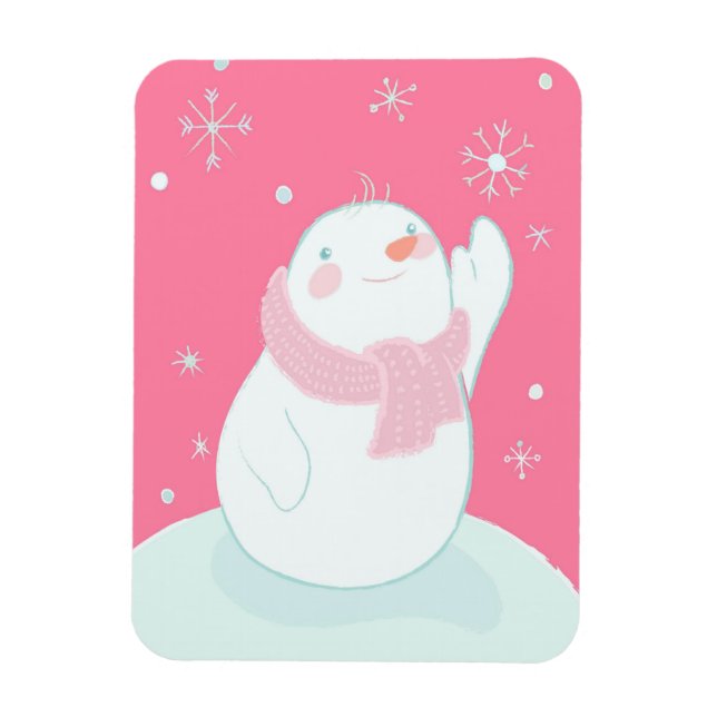 Ein Schneemann, der nach einer fallenden Schneeflo Magnet (Vertikal)