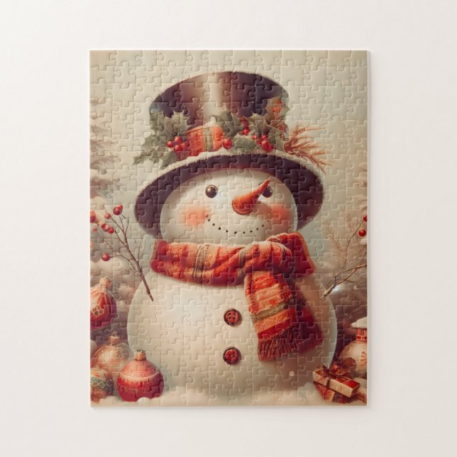 Ein Schneemann in einer Winterlandschaft Puzzle (Vertikal)