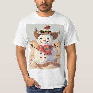 Ein Schneemann inmitten der Wüste, allein, Smil T-Shirt