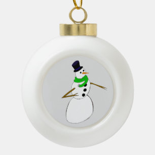 ein Schneemann       Keramik Kugel-Ornament