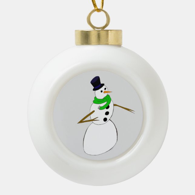 ein Schneemann Keramik Kugel-Ornament (Vorderseite)