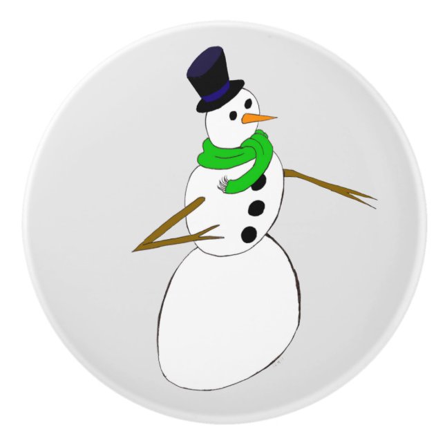 ein Schneemann Keramikknauf (Vorderseite)
