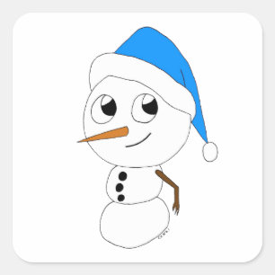 ein Schneemann Quadratischer Aufkleber