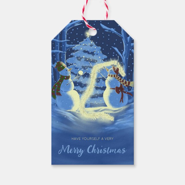 Ein Schneemann-Weihnachten Geschenkanhänger (Vorderseite)