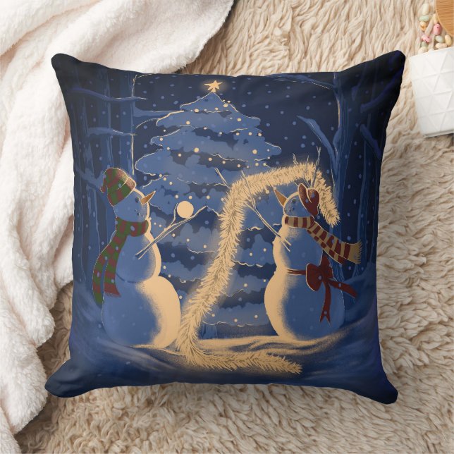 Ein Schneemann-Weihnachten Kissen (Decke)