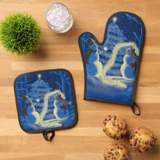 Ein Schneemann-Weihnachten Ofenhandschuh & Topflappen-Set