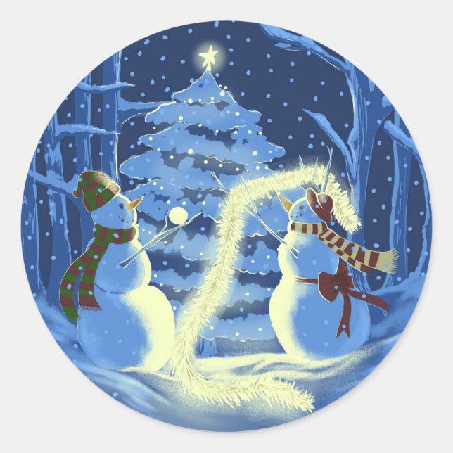 Ein Schneemann-Weihnachten Runder Aufkleber (Vorderseite)
