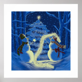 Ein Schneemann-Weihnachtsposter Poster